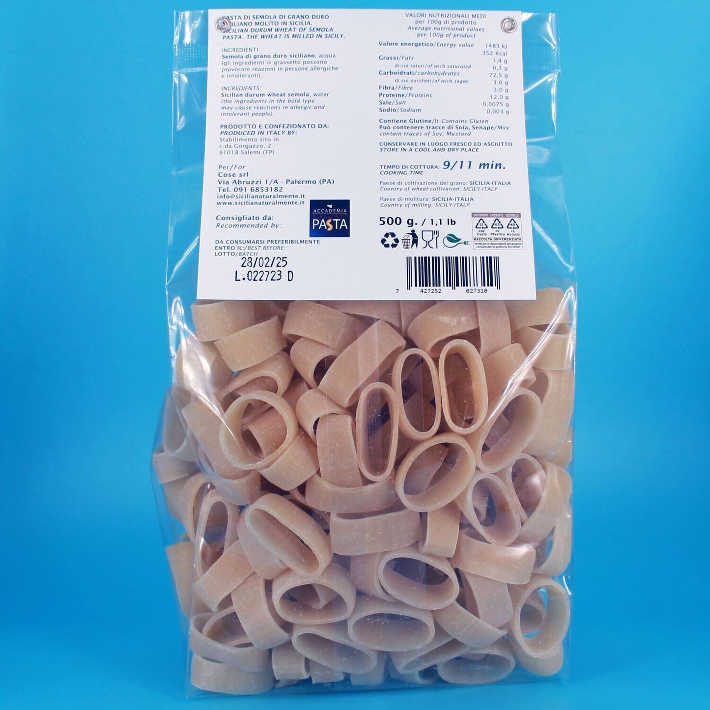 Pasta Calamarata di Grano Duro Siciliano - Sicilia Naturalmente