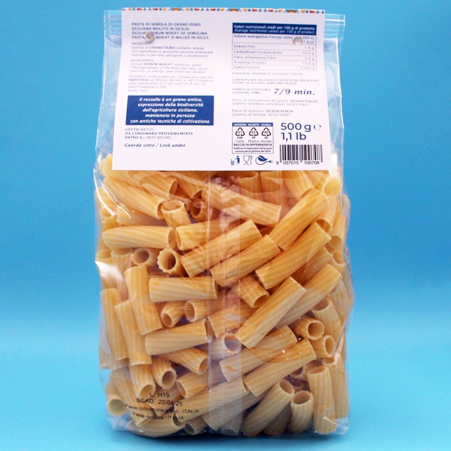 Pasta Rigatoni di Grani Antichi Siciliani Russello - Sicilia Naturalmente