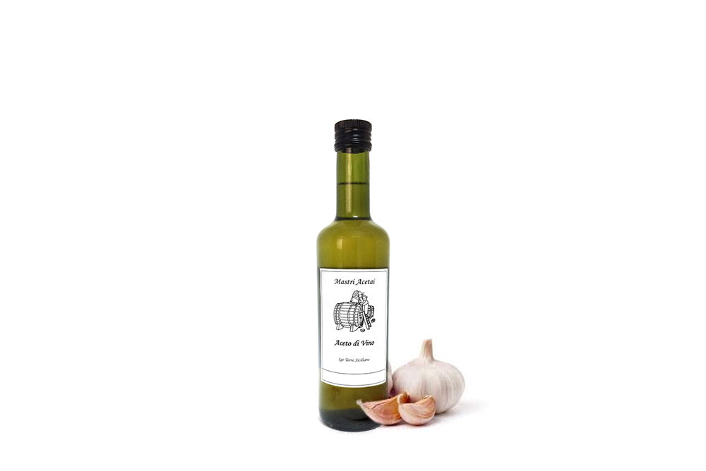 Aceto Siciliano di Grillo Aromatizzato all'Aglio Rosso di Nubia - Mastri Acetai