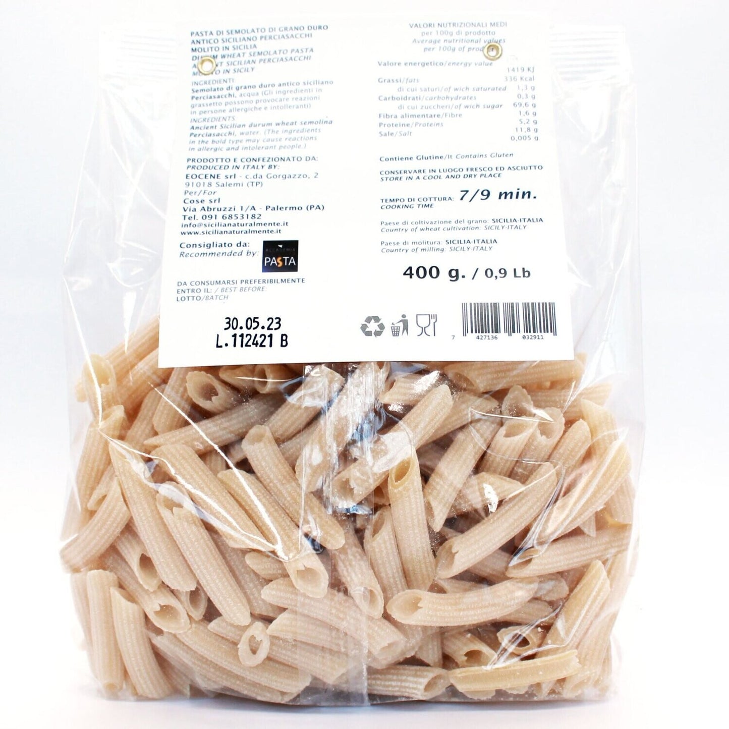Pasta Penne Rigate di Grani Antichi Siciliani Perciasacchi - Sicilia Naturalmente