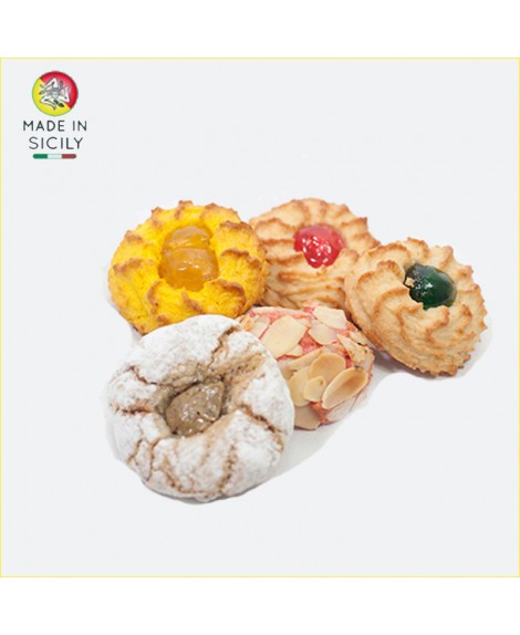 Biscuits italiens siciliens à la pate d'amande, Coffret cadeau 600 gr, Emballages scellés à portion unique, pour fruits artisanales, directement  du laboratoire