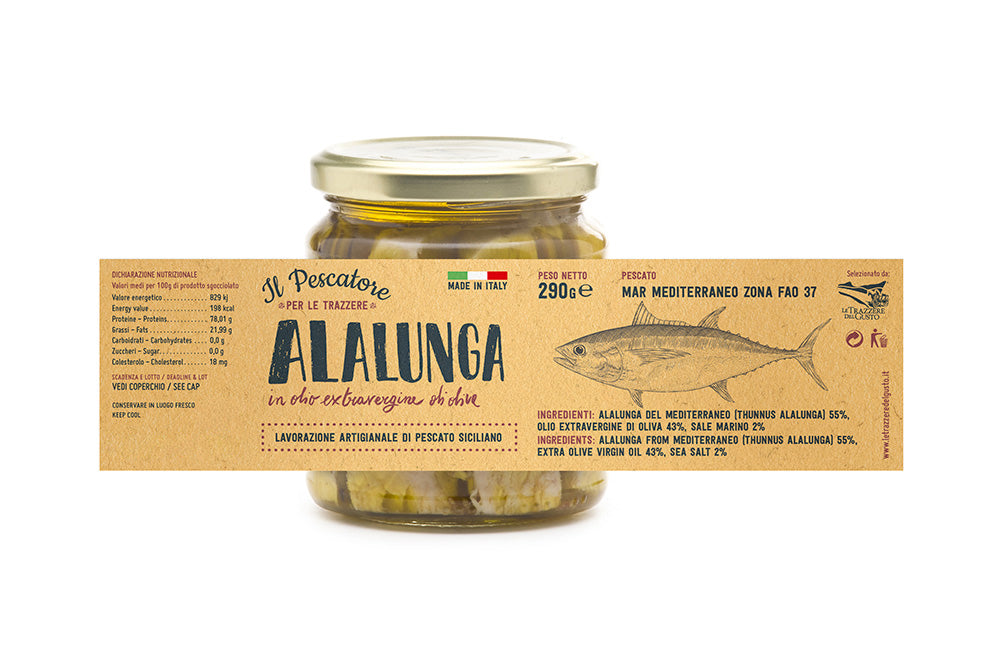 Filetes de Alalunga Mediterránea en Aceite de Oliva Virgen Extra - il Pescatore - Gustosi Sentieri