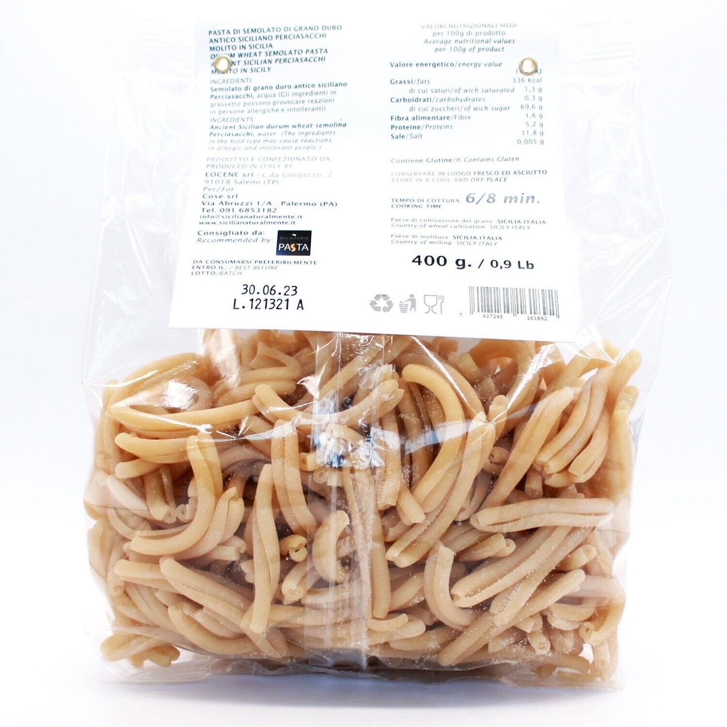 Pasta Caserecce di Grani Antichi Siciliani Perciasacchi - Sicilia Naturalmente