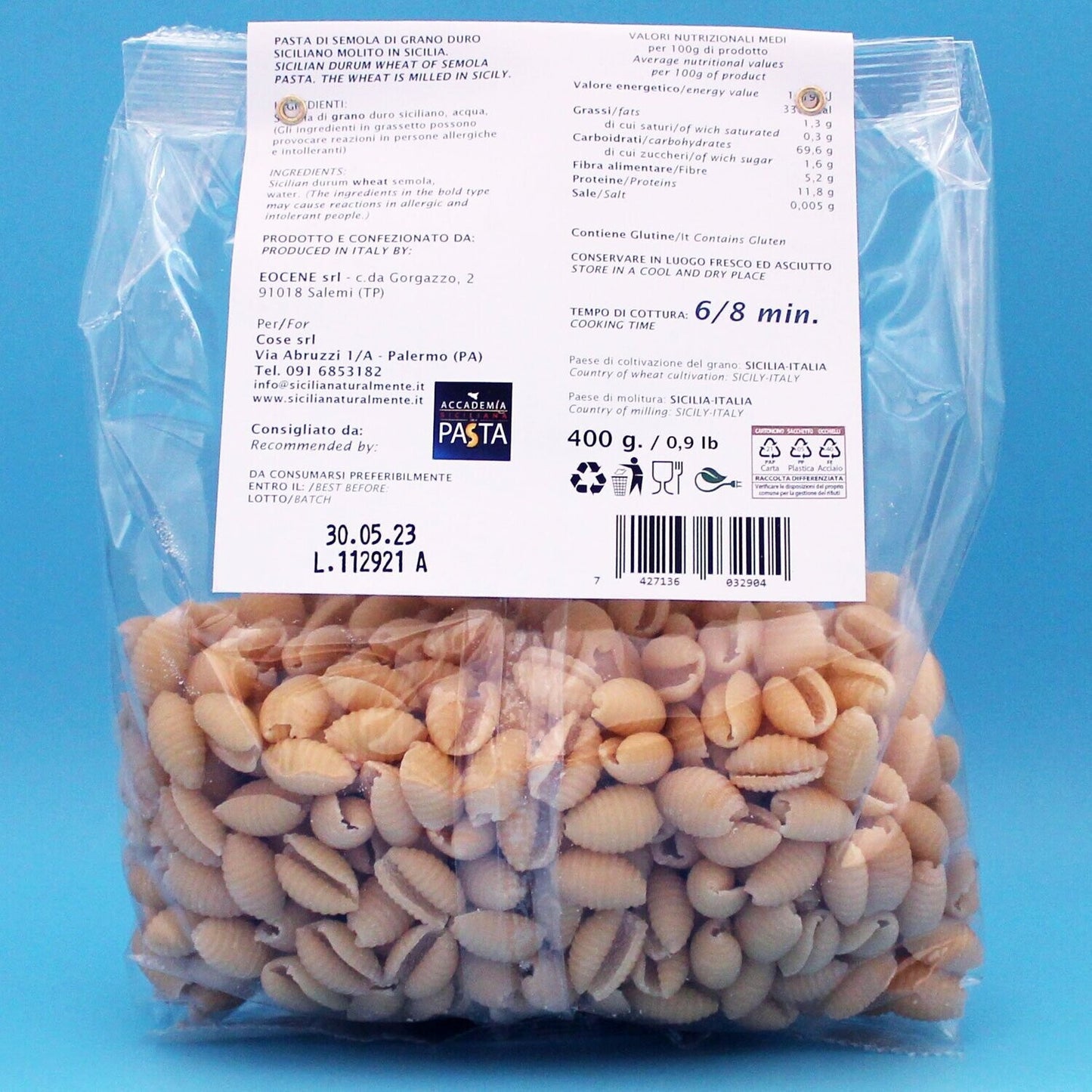 Pasta Gnocchetti di Grani Antichi Siciliani Perciasacchi - Sicilia Naturalmente