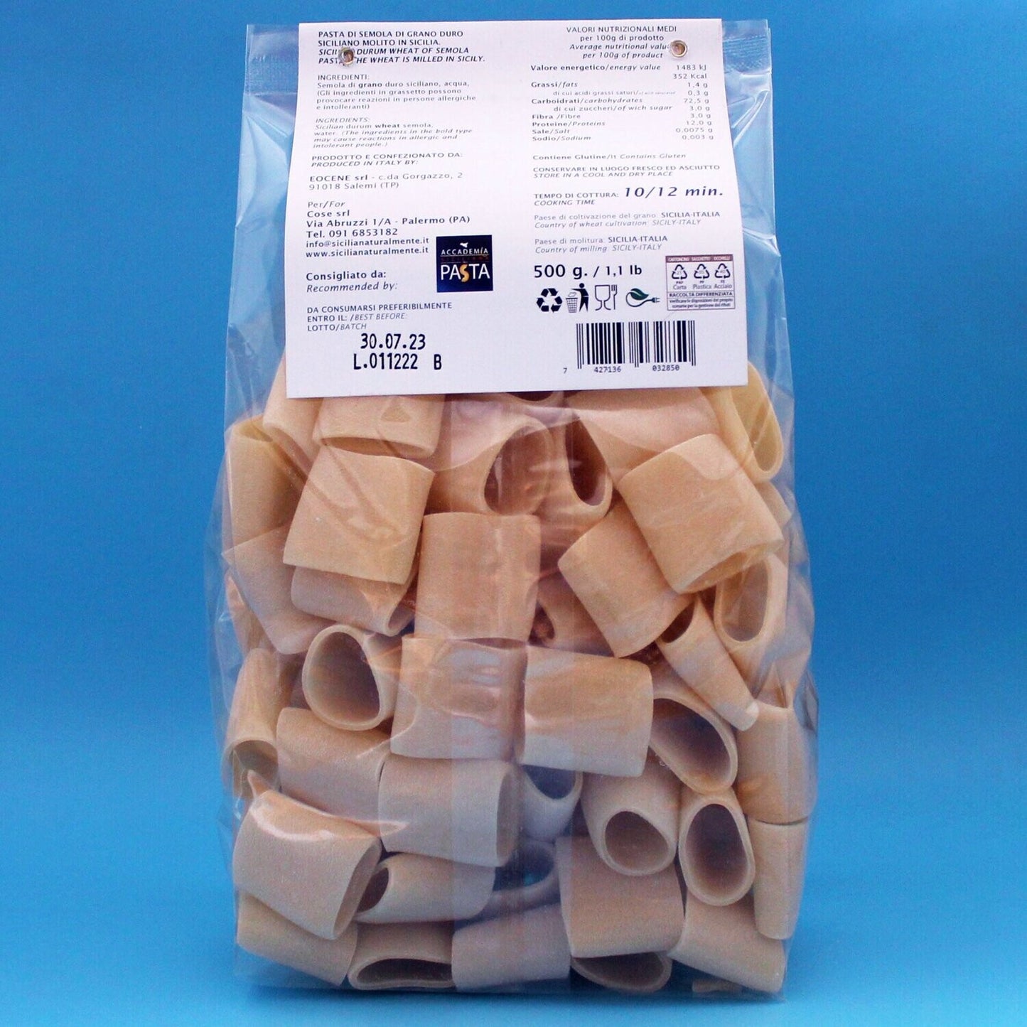Pasta Paccheri di Grano Duro Siciliano - Sicilia Naturalmente