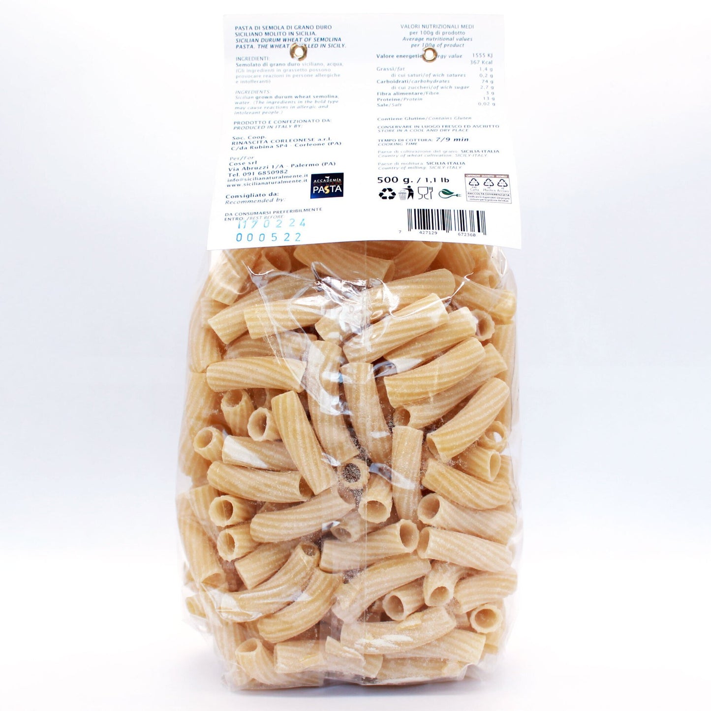 Pâtes rigatoni siciliennes au blé dur - Naturellement Sicile