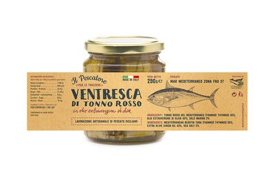 Ventresca de Atún Rojo del Mediterráneo en Aceite de Oliva Virgen Extra - il Pescatore - Gustosi Sentieri