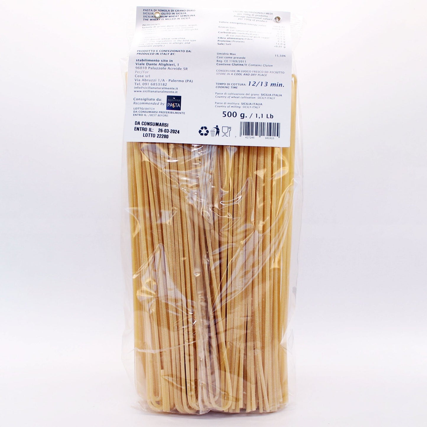 Pasta de espaguetis de trigo duro siciliano-Sicilia por supuesto