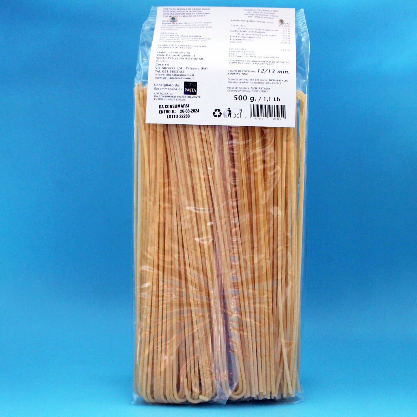 Pasta de espaguetis de trigo duro siciliano-Sicilia por supuesto