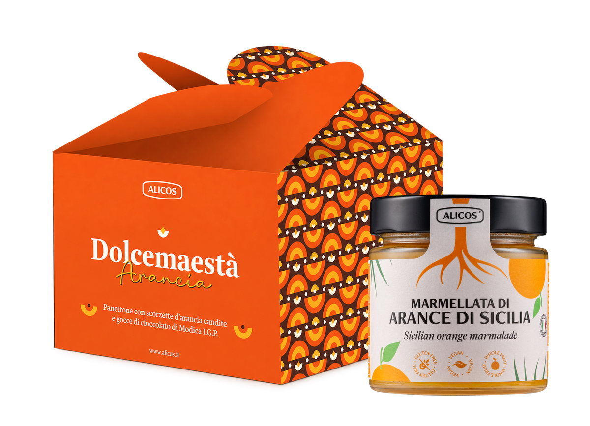 Sicilian Artisan Panettone with Orange and Modica Chocolate IGP Dolcemaestà - Alicos
