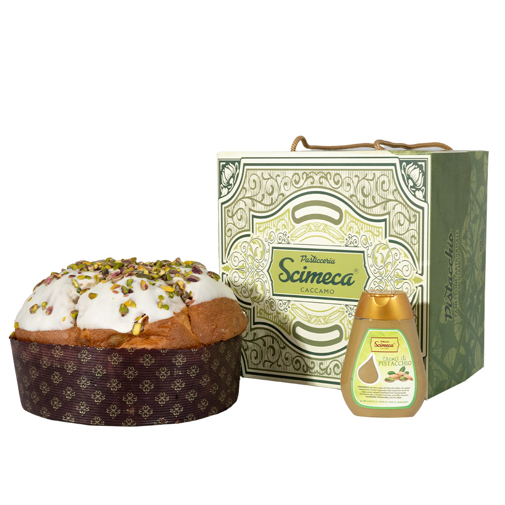 Panettone artisanal à la pistache 850gr. + Presse-agrumes 190gr-F.lli Pâtisserie Scimeca