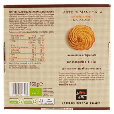 Biscuits à la Pâte d'Amande Orange Sans Gluten Bio - Libera Terra