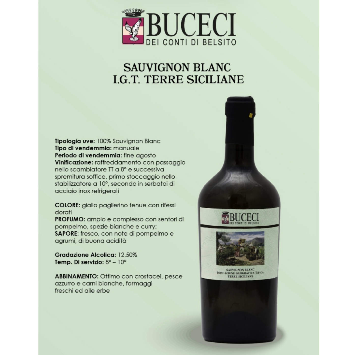 6 Bottiglie di Vino Sauvignon Blanc Igt di Sicilia - Buceci