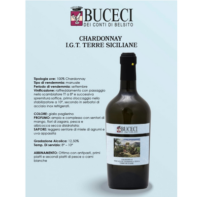 6 Bottiglie di Vino Chardonnay Igt di Sicilia- Buceci