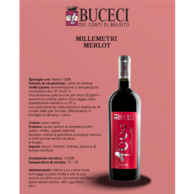 6 Bottles of Millemetri Merlot Organic Wine from Sicily - Buceci