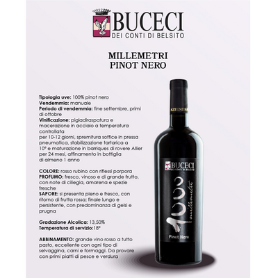 6 Botellas de Vino Ecológico Millemetri Pinot Noir de Sicilia - Buceci