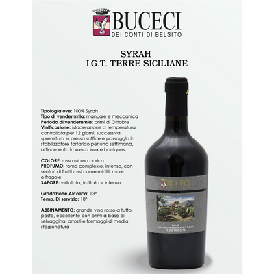 6 Botellas de Vino Syrah Bio Igt de Sicilia - Buceci