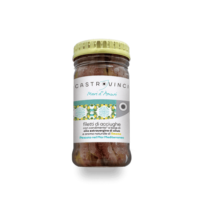 Sizilianische Sardellenfilets mit Bio-Dressing auf Basis von nativem Olivenöl extra und natürlichem Zitronenaroma - Castrovinci