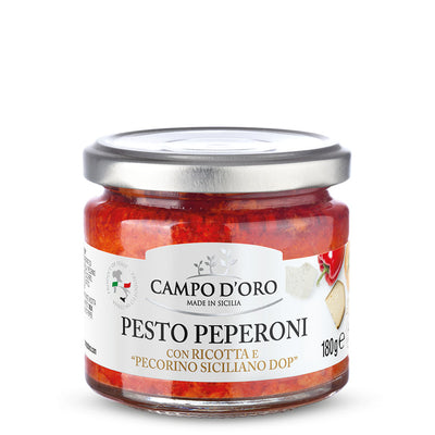 Poivrons au pesto avec Ricotta et Pecorino Siciliano Dop - Campo d'Oro